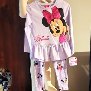 Disney Purple Minnie Mouse Pajama Set with Peplum Top